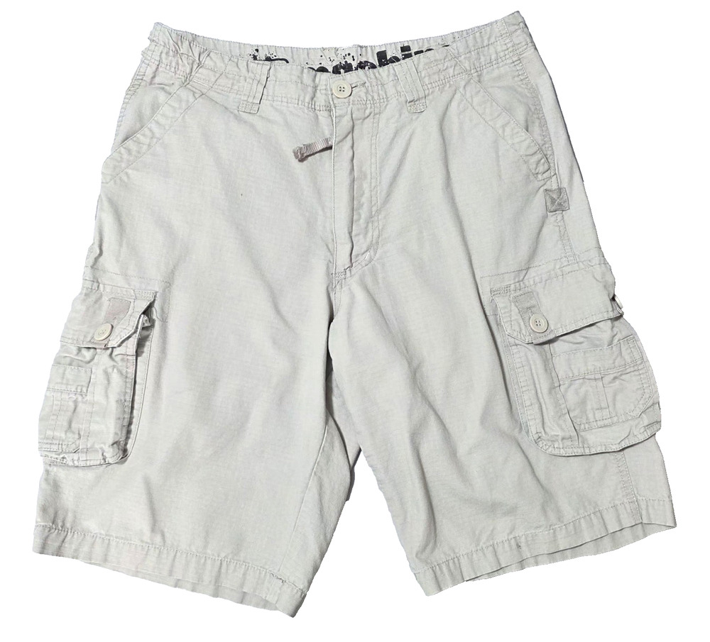 Machine Mens Cargo Shorts Size 32 Tan Beige Cotton Ripstop Y2K Skater Gorpcore
